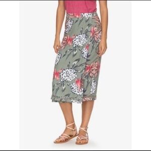 Roxy Endless Valley Midi Wrap Skirt floral green XS